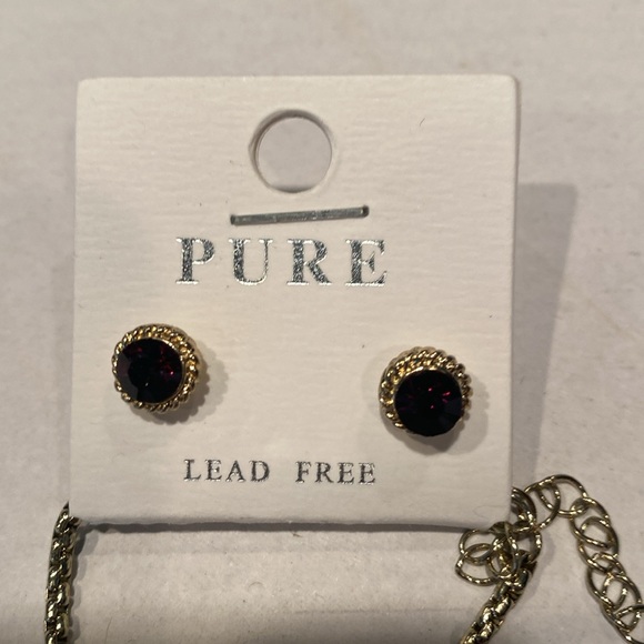 NWT Pure Faux Amethyst Pendant Necklace w/ matching earrings - Picture 3 of 5